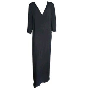 Jessica London Dress Womens Size 22W Solid All Black Wrap Style Short Sleeve LBD